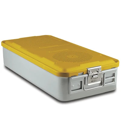 SklarLite Sterilization Container - Full-Size, Standard Lid, Non-Perforated Bottom, 23" x 11" x 5", Yellow - 10-4050