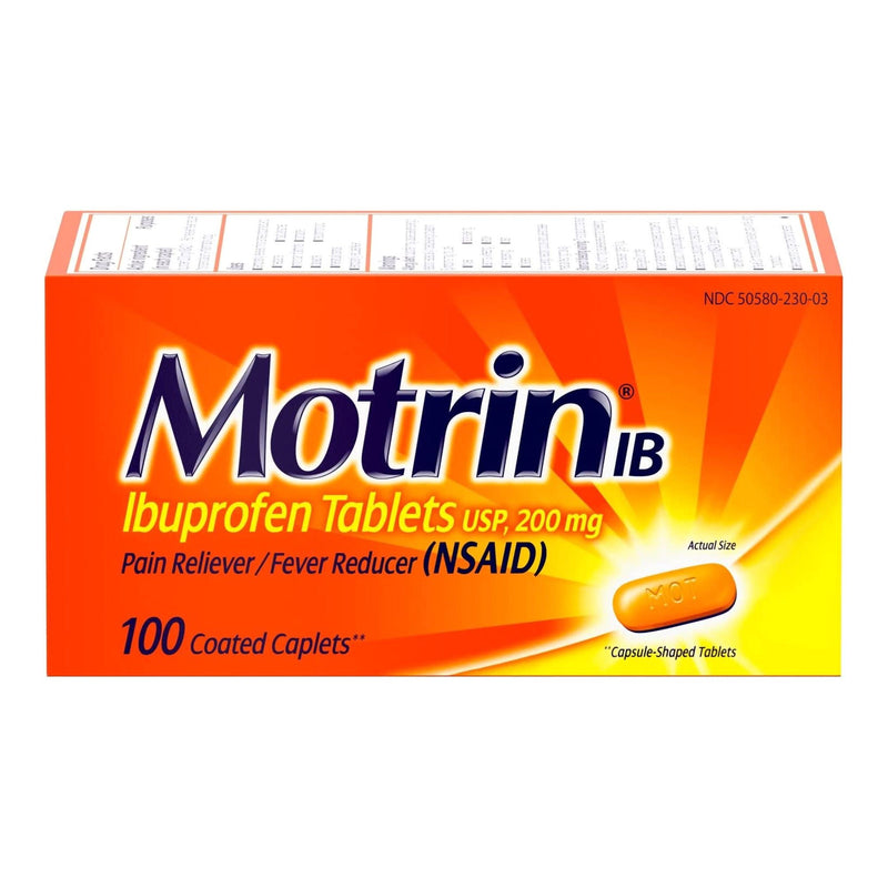 Motrin IB Ibuprofen Coated Caplets (Bottle of 100)