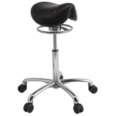 Brewer Amazone Saddle Stool  Low Height Cylinder; UltraLeather Raven Wing Black