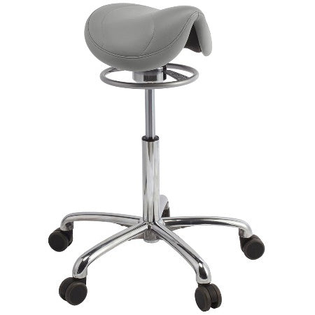 Brewer Amazone Saddle Stool  Low Height Cylinder; UltraLeather Dove Gray