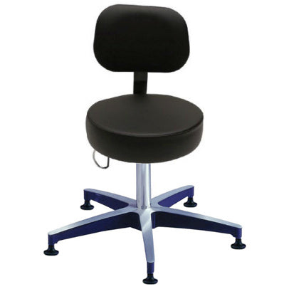 Brewer Century Series Pneumatic Aluminum Exam Stool with Backrest and Glides  Blue Fog