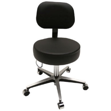Brewer Century Series Pneumatic Aluminum Exam Stool with Backrest and Locking Casters