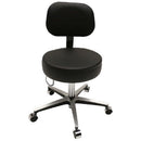 Brewer Century Series Pneumatic Aluminum Exam Stool with Seamless Upholstery  Wedgewood with Backrest