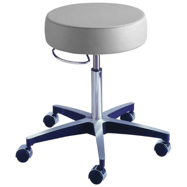 Brewer Century Series Pneumatic Aluminum Exam Stool with Seamless Upholstery  Wedgewood