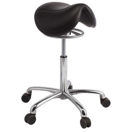 Brewer Jumper Saddle Stool  High Height Cylinder; Ultraleather Raven Wing Blac