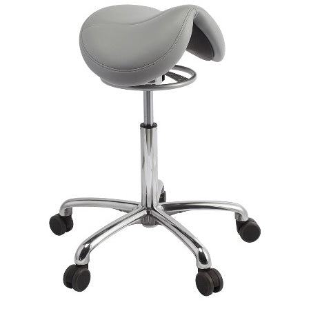 Brewer Jumper Saddle Stool  High Height Cylinder; UltraLeather Dove Gray