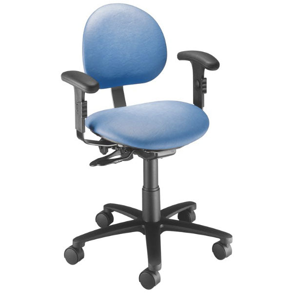 Brewer Millennium Series Ergonomic Task Stool  Blue Fog with Armrests