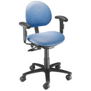 Brewer Millennium Series Ergonomic Task Stool  Blue Fog with Armrests
