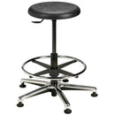 Brewer Polyurethane Round Stool with Adjustable Foot Ring and Glides