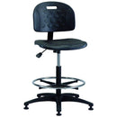 Brewer Polyurethane Task Stool with Seat Tilt  Adjustable Foot Ring, High Height Cylinder, and St