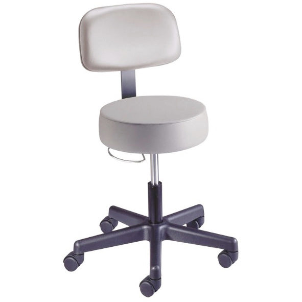 Brewer Value Plus Series Pneumatic Exam Stool with Seamless Upholstery and Backrest