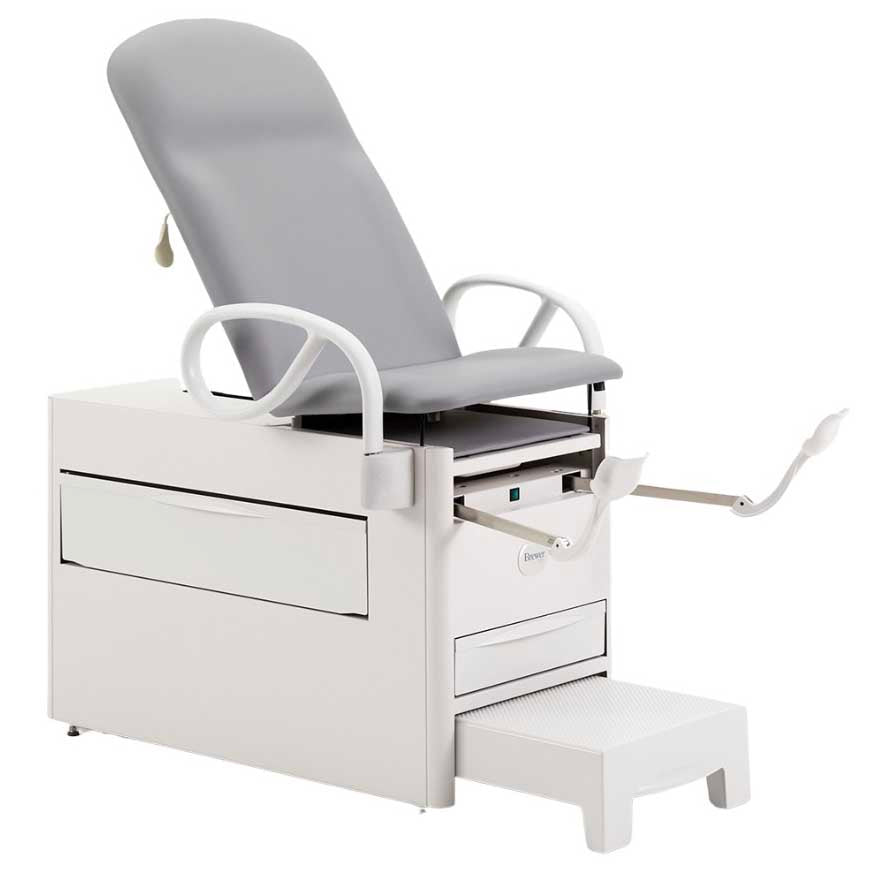 Brewer Versa Exam Table with Patient Assist Handles, Stirrups, Pelvic Tilt, and Electrical Receptacle