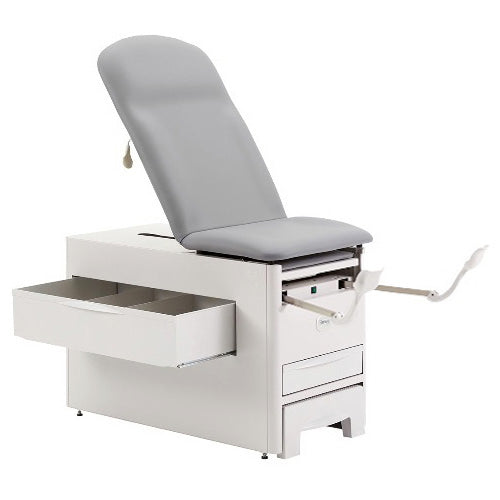 Brewer Versa Exam Table with Stirrups, Pelvic Tilt, and Electrical Receptacle  Blue Fog