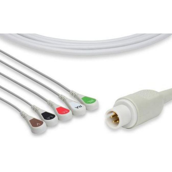 Burdick One-Piece ECG Cable  5 Leads Snap