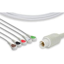 Burdick One-Piece ECG Cable - 5 Leads Snap
