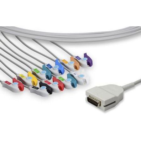 Burdick One Piece EKG Cable  10 Leads Pinch/Grabber - K10-BK1-P0