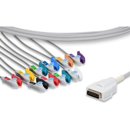 Burdick One Piece EKG Cable  10 Leads Pinch/Grabber - K10-BK2-P0