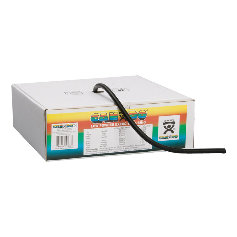 Fabrication Enterprises CanDo Low Powder Exercise Resistance Tubing, Black, 100', X-Heavy Resistance 