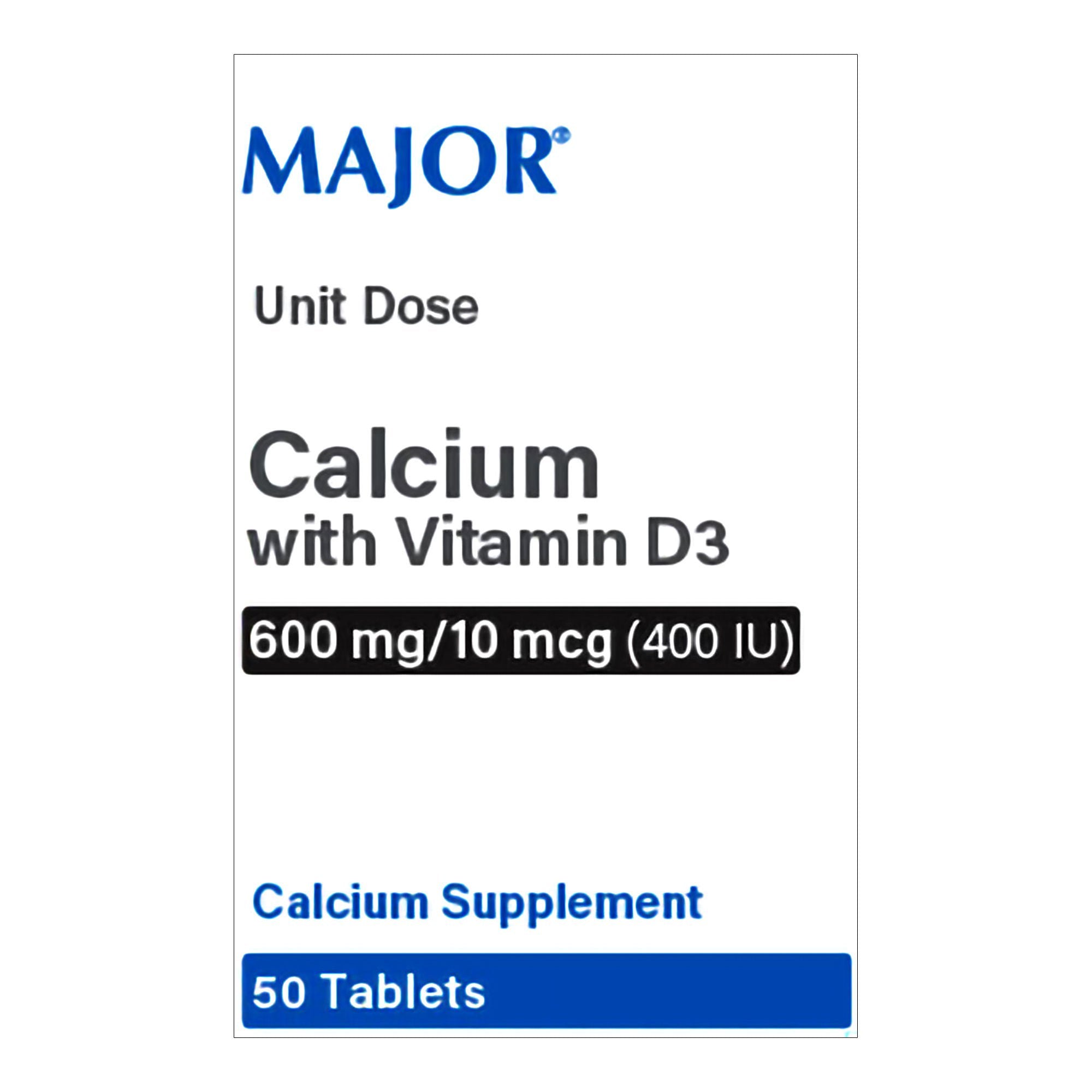 Joint Health Supplement Calcium / Vitamin D3 600 mg - 400 IU Strength Tablet 50 per Box 