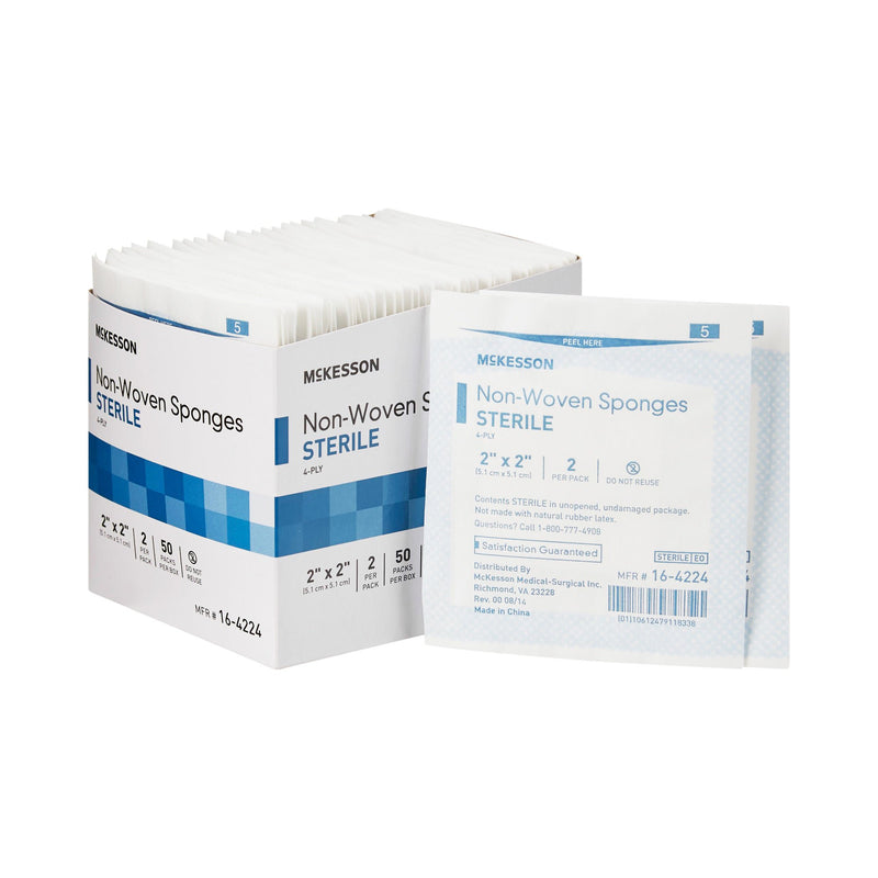 McKesson Sterile Nonwoven Sponge, 2 x 2 Inch, Four Ply (Case of 1500)