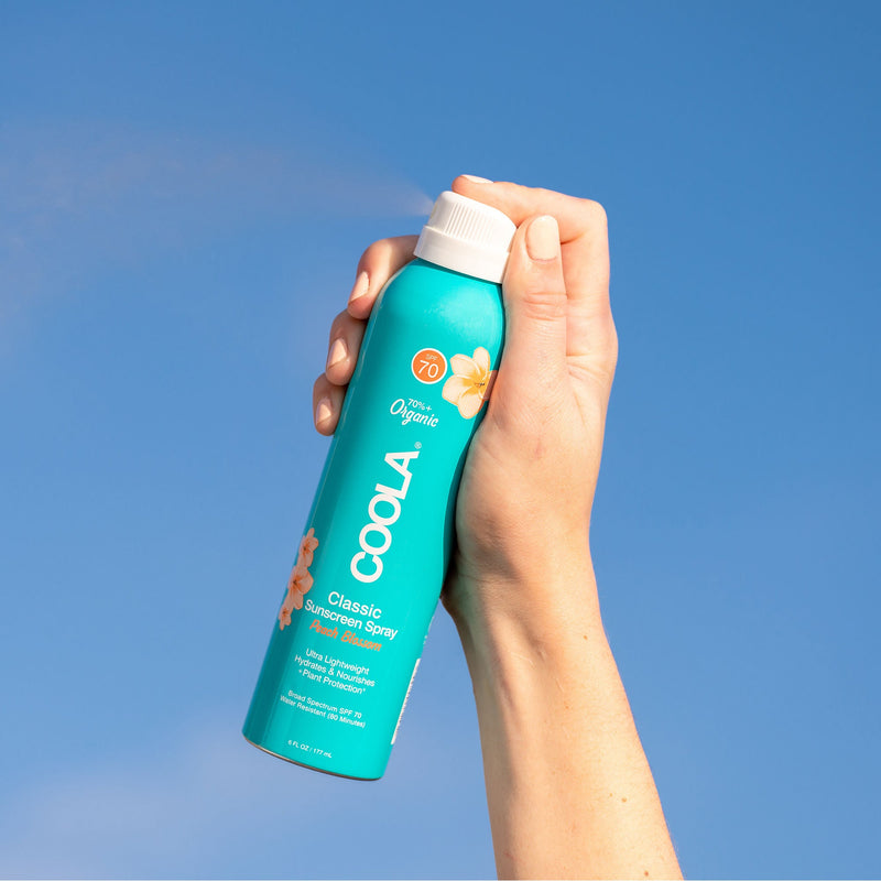 Coola Clear Body Sunscreen Spray SPF 70 Peach Blossom Scent, 6-ounce Can (24/CS)