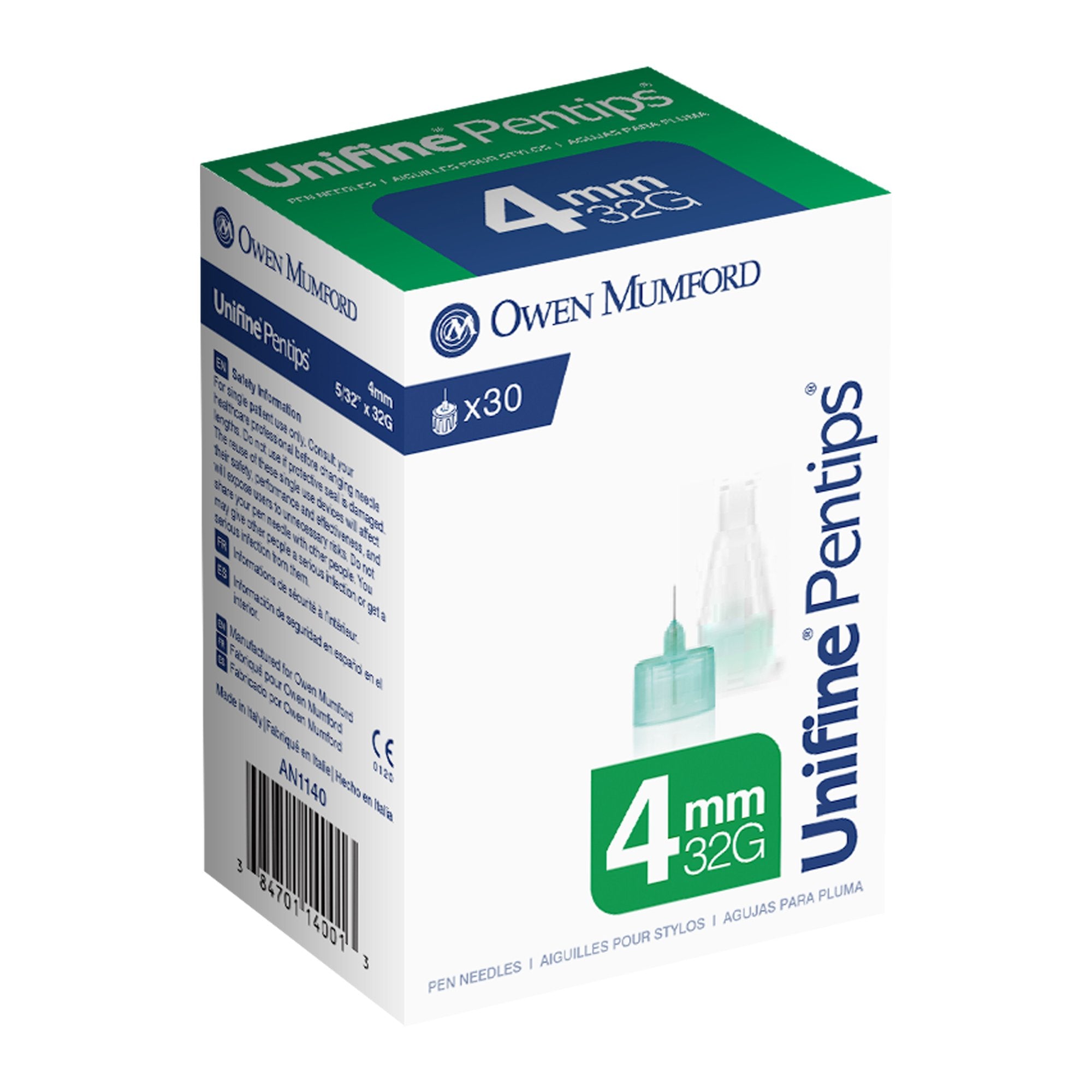 Unifine Pentips Standard Insulin Pen Needle, 32 Gauge, 4 mm Length (Case of 1500)