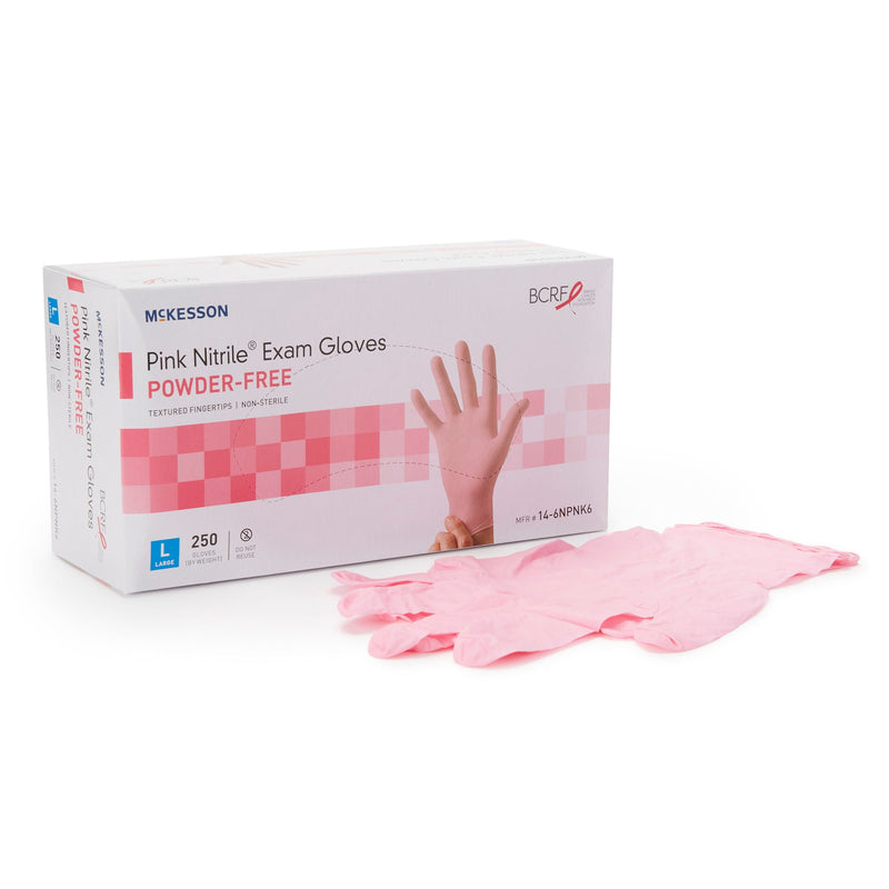 McKesson Pink Nitrile Nitrile Exam Glove, Large, Pink (Case of 2500)