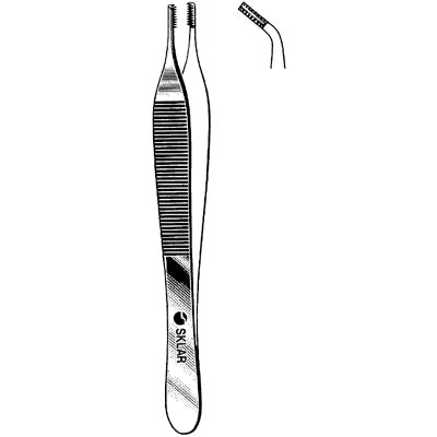 Sklar Adson-Brown Tissue Forceps - 4-3/4", Angled, Side-Grasping 7x7 Teeth - 47-1450 