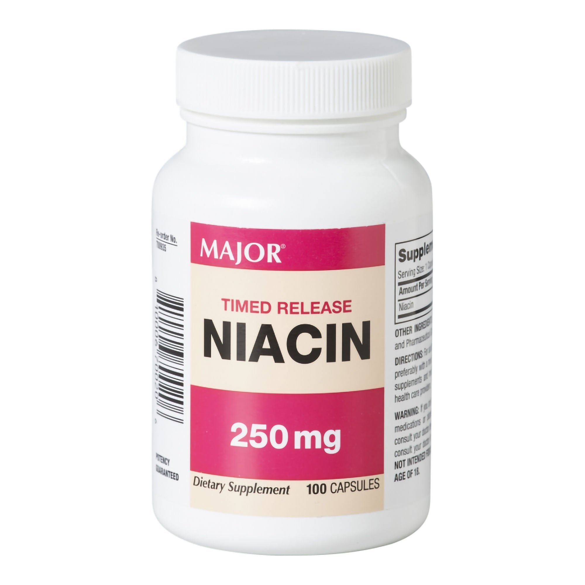 Major Timed Release Niacin Dietary Supplement (Bottle of 100) 