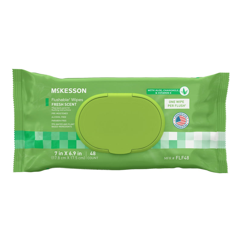 McKesson Brand McKesson Flushable* Wet Wipes - Scented, 48 Wet Wipes per Pack (576/CS) 