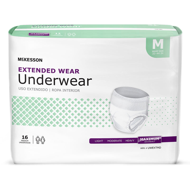 McKesson Extended Wear Maximum Absorbency Underwear, Medium (Case of 64)