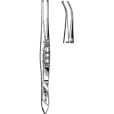 Sklar LiteGrip Iris Tissue Forceps - 4", Half-Curved, 1x2 Teeth - 66-3542 