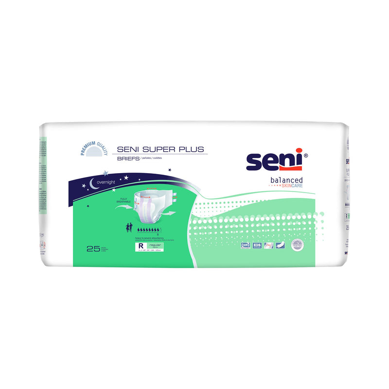 Seni Super Plus Overnight Heavy Absorbency Incontinence Brief, Regular (Case of 75)