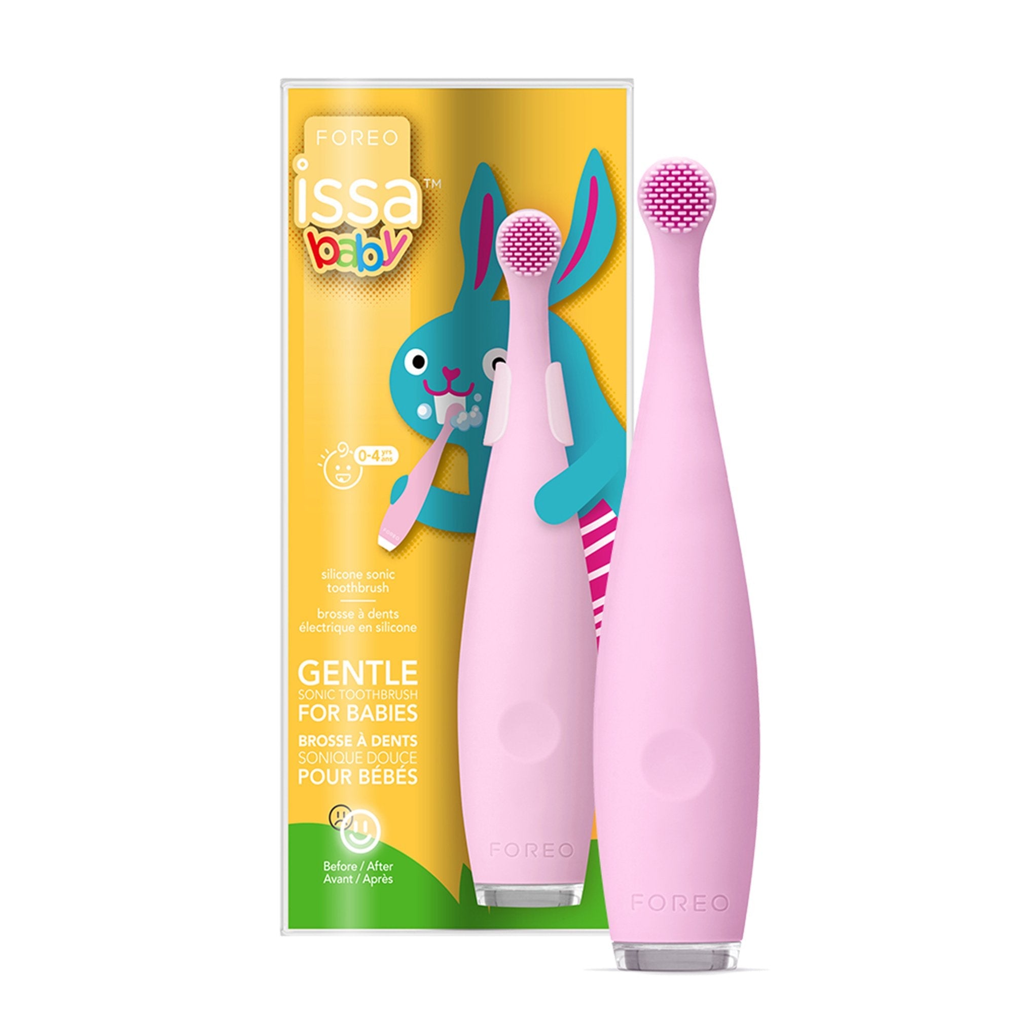 Foreo Inc ISSA baby Soft Silicone Sonic Toothbrush, Pearl Pink Bunny 