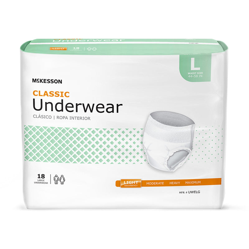 McKesson Brand McKesson Classic Light Absorbency Incontinence Underwear, Large (4/CS) 
