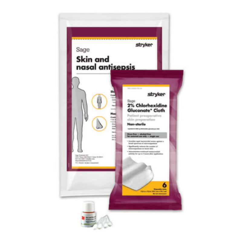 Skin and Nasal Prep Kit Sage Nose To Toes Soft Pack 2% / 5% Strength CHG (Chlorhexidine Gluconate) / Povidone-Iodine NonSterile (Case of 20)