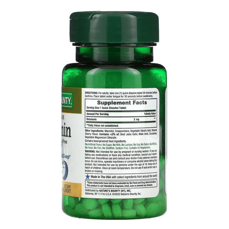 US Nutrition Nature's Bounty Melatonin 3 mg Capsules