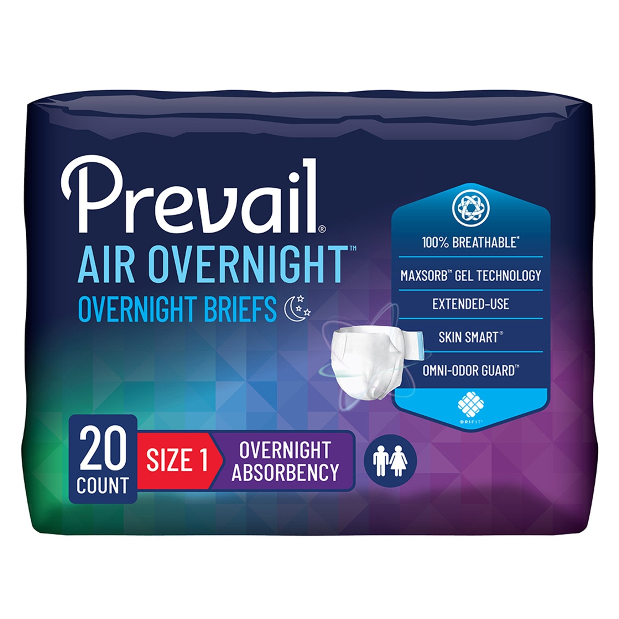 First Quality Products LLC Prevail Air Overnight Briefs Overnight Absorbency, Size 1 (80/CS) 