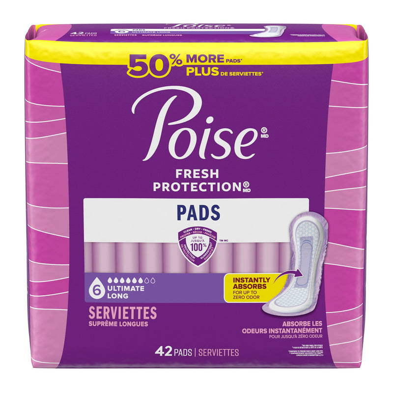 Poise Fresh Protection Pads for Light Bladder Leaks, Ultimate Long (Case of 84)