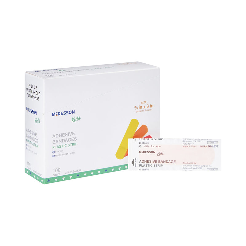 McKesson Kids Neon Adhesive Strip, 3/4 x 3 Inch (Case of 2400)