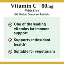 US Nutrition Nature's Bounty Quick Dissolve Vitamin C plus Zinc 