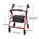 McKesson Folding Aluminum Four-Wheel Rollator, Red (Each)