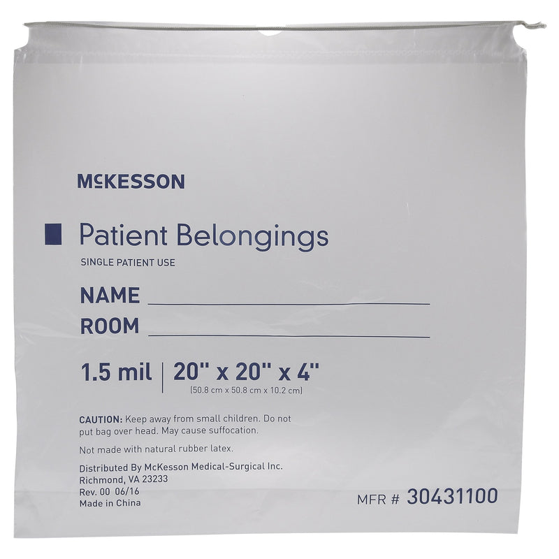 McKesson Patient Belongings Bag, Clear (Case of 10 Packs)