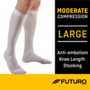 3M Company 3M Futuro Anti-Embolism Stockings, Knee-High, Closed-Toe, Large/Regular, White (6/CS) 