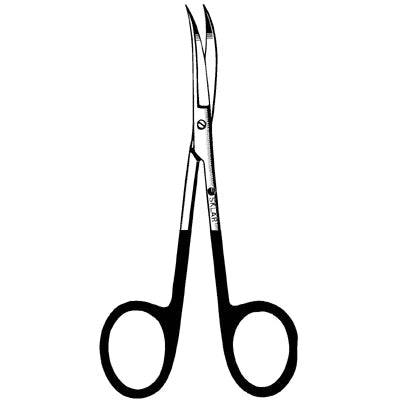 Sklarhone Super-Cut Iris Scissors - 4-1/2", Curved, Sharp/Sharp, 1 Razor Edge, 1 Micro-Serrated Edge - 15-3457 