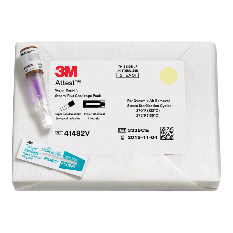 3M Attest Super Rapid 5 Steam-Plus Sterilization BI Challenge Pack (Case of 24)