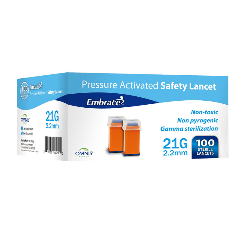 Embrace Finger Activated Safety Lancet, 21 Gauge (100/BX)