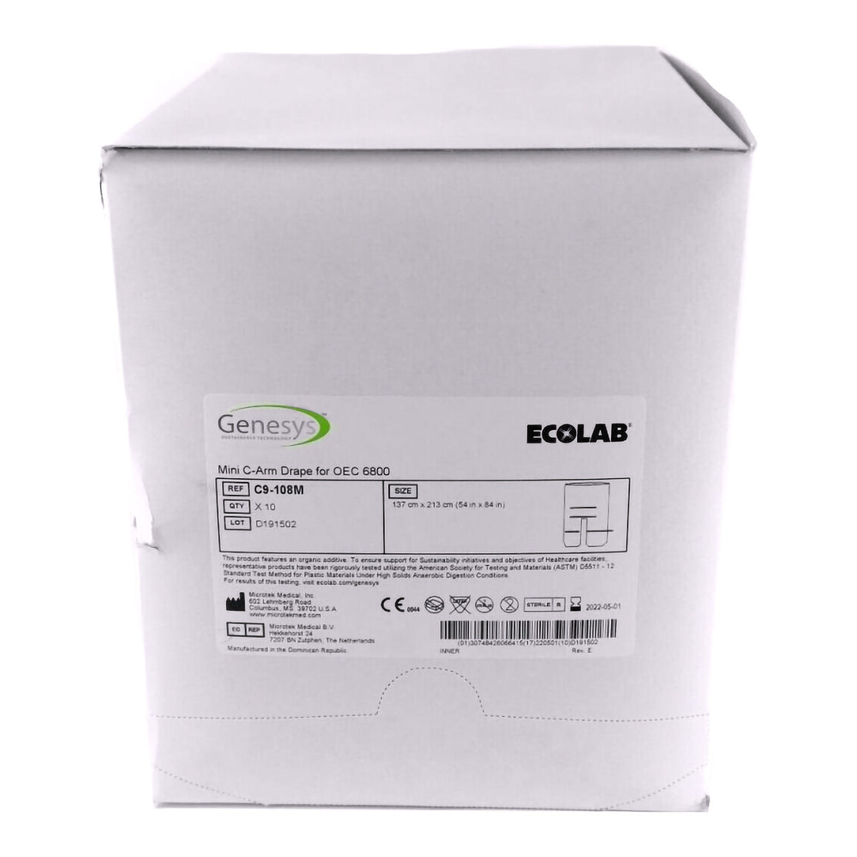 Genesys/Ecolab Mini C-Arm Drape for GE OEC 6800, 54 x 84 Inch (Case of 20)