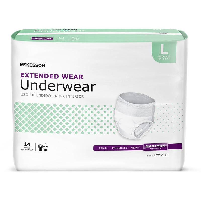 McKesson Extended Wear Maximum Absorbency Underwear, Large (Case of 56)