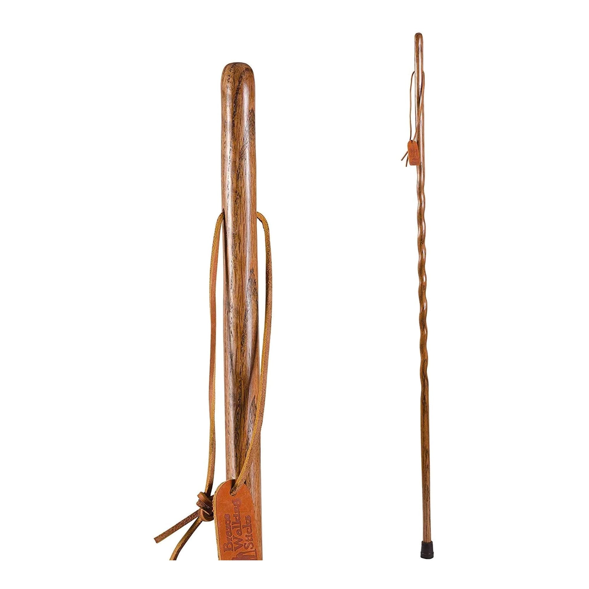 Mabis Healthcare Brazos Twisted Oak Backpacker Handcrafted Walking Stick, 58-Inch, Brown 